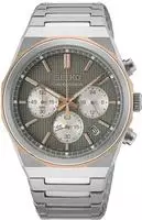 Seiko Chronograph Quarzuhr, Armbanduhr, Herrenuhr, Edelstahlarmband, analog, Tag