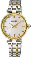 Seiko Quarzuhr Armbanduhr, Damenuhr, Edelstahlarmband, analog, Diamant