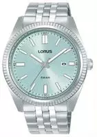 Lorus Herren Analog Quarz Uhr mit Edelstahl Armband,Silber/Gr&uuml;n