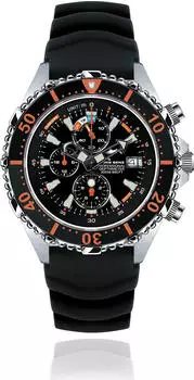 Chris Benz Depthmeter Chronograph 300m Taucheruhr korallenorange/schwarz (CB-C300-O-KBS)