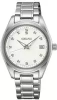 Seiko SUR579P1, Seiko Quartz SUR579P1 Damenarmbanduhr Wei&szlig; female, Geh&auml;use aus
