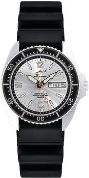 Chris Benz One Medium Silber - Schwarz Kautschukband