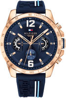 Stylische Herrenuhr von der Marke Tommy Hilfiger. Die Uhr hat ein Kautschukarmband,
