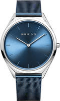 Bering 17039-307, Bering 17039-307 Unisexuhr Blau, Geh&auml;use aus Edelstahl Form des
