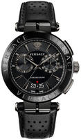 Versace Herren Uhr Armbanduhr Chronograph AION VE1D01420 Leder - Schwarz
