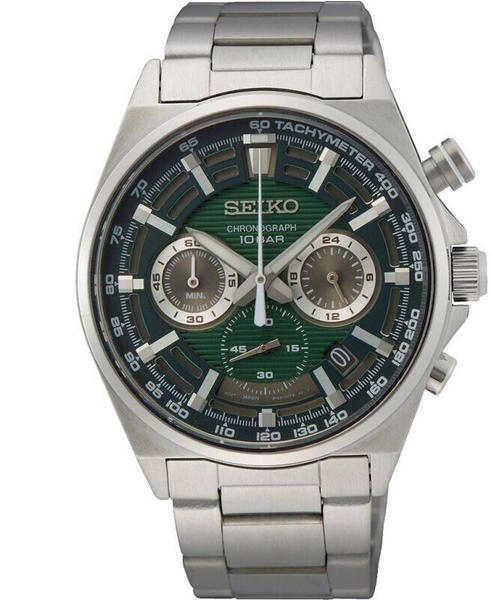Seiko Orologio Uomo Al Quarzo: Cronografo In Acciaio Con Cinturino In Silicone E Vetro Zaffiro - Nero