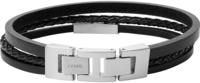 Fossil Multi-Strand Steel and Black Leather Bracelet (JF03322040) schwarz