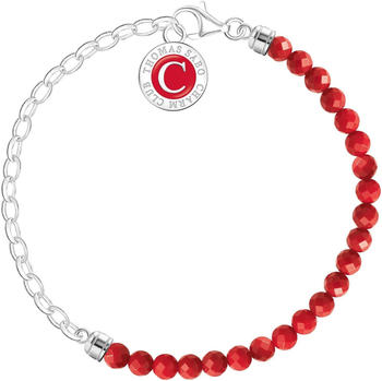 Thomas Sabo Silbernes Charm-Armband mit roten Perlen 19 cm Thomas Sabo Silbernes Charm-Armband mit roten Perlen 19 cm
