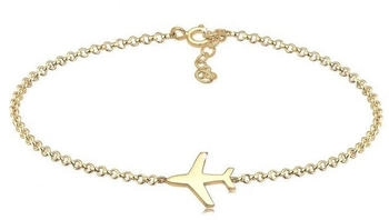 Elli Flugzeug Travel Reise Armband aus 925 Sterling Silber goldfarben (ELi1613002000001)
