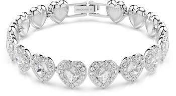 Swarovski Ariana Grande Tennis Armband, Verschiedene Schliffe, Herz, Weiß, Rhodiniert (5720860)