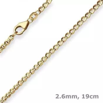 Schmuck Krone Panzerstegkette Armband 585 Gelbgold 2,6mm 19cm (500534)