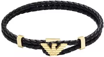 Emporio Armani Eagle Logo ID-Armband Herren, Leder, goldfarben (EGS3321710)