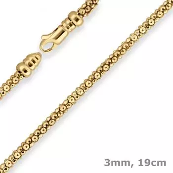 Schmuck Krone Himbeerkette Armband 3mm, 375 Gelbgold, 19cm (505107)