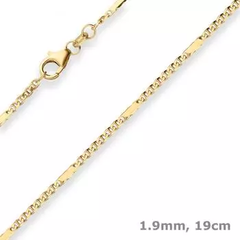 Schmuck Krone Panzerstegkette Armband 1,9mm Gelbgold 333 19cm (503310)