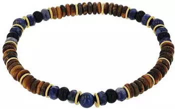 Amor Herren-Armband Edelstahl mit Lapislazuli & Tigerauge, 21cm (2040317)