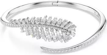 Swarovski Vienna Armreif Feder, weiß, rhodiniert, L
