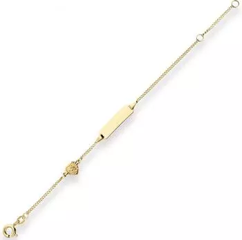 Schmuck Krone ID-Armband Panzerkette Herz mit Engel 1,4mm 375 Gelbgold 14cm (501676)