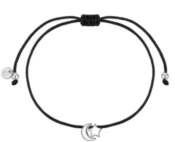 Glanzstücke München Armband Mond/Stern Sterling Silber, Textil schwarz, Damen (500846830)