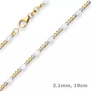 Schmuck Krone Panzerstegkette Armband Gelbgold 333, 3,1mm, 19cm (503295)