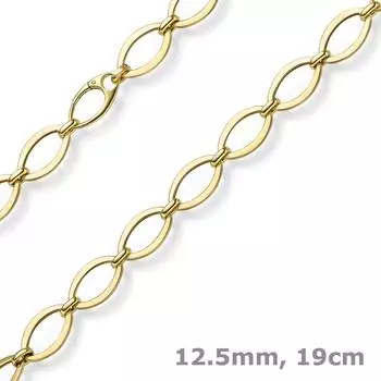 Schmuck Krone Phantasie-Armband ovale Kettenglieder 12,5mm 585 Gelbgold 19cm (38937)