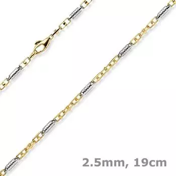 Schmuck Krone Monte Carlo Armband 585 Gold bicolor 2,5mm 19cm Herren (38372)