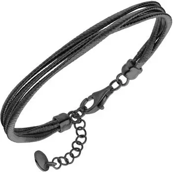 Schmuck Krone Armband 3-reihig, 925 Silber, schwarz rutheniert mattiert (25173)