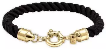 Kuzzoi Armband Textilkordel schwarz/gold, 925 Silber, 23cm (0202322526_23)