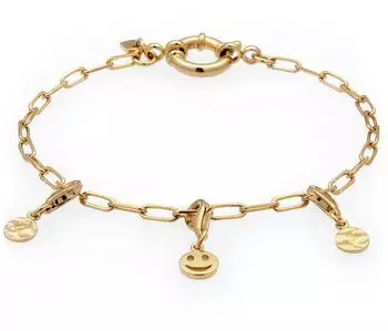 Kuzzoi Armband Smiling Face Charm Anhänger Sterling Silber gold, Herren (82355850-23)