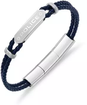 Police Twincord Armband Leder/Edelstahl blau, Herren (PEAGB0040102)