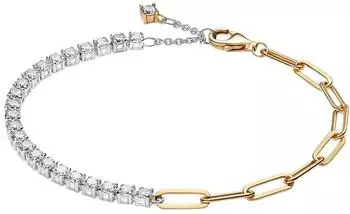 Pandora Damen-Armband zweifarbig, Glieder & Tennisband (564821C01)
