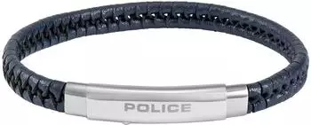 Police Indy II Armband Leder/Edelstahl dunkelblau, Herren (PEAGB0009505)
