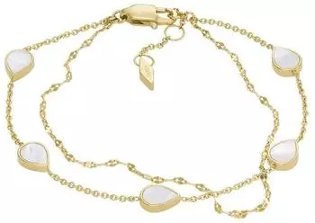 Fossil Teardrop Gliederarmband vergoldeter Edelstahl mit Perlmutt (JF04317710)