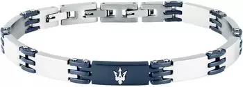 Maserati Ceramic Armband Herren, Stahl/Keramik, schwarz/silber, 18,5cm (JM426ATZ104)