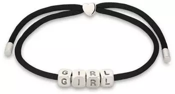 Elli Satin Lettering Armband vergoldet, schwarz, Damen (34672403-16)