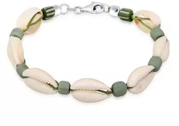 Kuzzoi Kauri Muschel Beach Surfer Festival Armband, 925 Silber, gr&uuml;n, Herren (92206719)