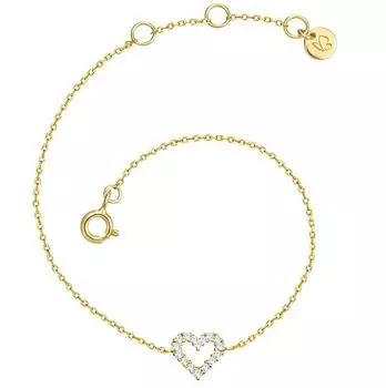 Glanzstücke München Armband Herz Sterling Silber gelbgold Zirkonia, 15cm+3cm (50083188)
