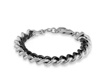 Police Crank Armband Herren, Edelstahl silber/schwarz (PEAGB0032304)