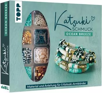 Topp Katsuki Schmuckset "Ocean Breeze", 5 Armb&auml;nder mit Goldelementen, 600 Perlen