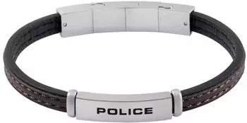 Police Recall Herrenarmband Leder/Edelstahl schwarz/braun 22cm (PEAGB0079202)