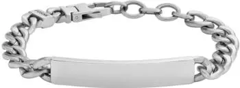 Fossil Drew Plakette Armband, Edelstahl, Herren (JF04164040)