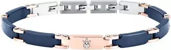 Maserati Ceramic Herren-Armband Stahl, blau, ros&eacute;gold (JM426ATZ99)