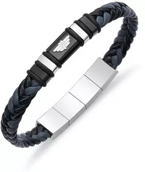 Police Wavebreaker Herrenarmband Leder, Kautschuk & Edelstahl (PEAGB0040402)