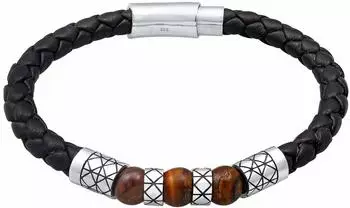 Kuzzoi Lederarmband Bead Magnet-Verschluss 925er Silber, Herren (73378630)