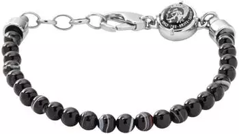 Diesel Beadarmband Edelstahl mit Achat, schwarz/silber (DX0848040)