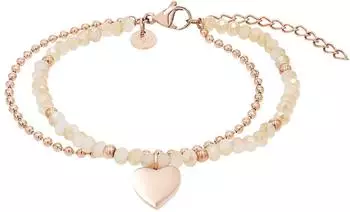 Tom Tailor Armband Edelstahl Herz mit Glasstein, ros&eacute;goldfarben, Damen (2100642)