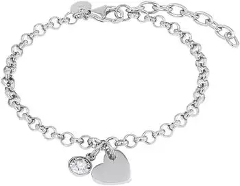 Tom Tailor Armband Herz-Anh&auml;nger, Edelstahl mit Kristallglas, Damen (2100645)