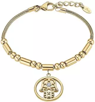 Lotus Ionic Hamsa Fatimas Hand Armband, Edelstahl, gelbgoldfarben-kristallwei&szlig; (LS2465-2/2)