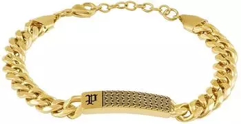 Police Chainmale Armband Herren, gelbgoldfarben-schwarz, Edelstahl, 22cm (PEAGB0078102)