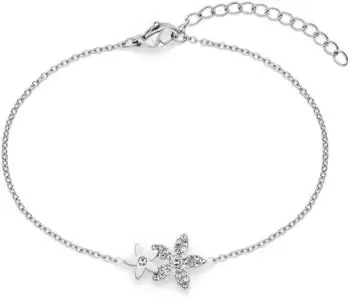 Tamaris Glitter Flower Armband Edelstahl, silber, 21cm (TJ-0847-B-21)