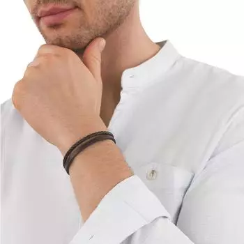 Tom Tailor Lederarmband Edelstahl braun Herren (2100698)